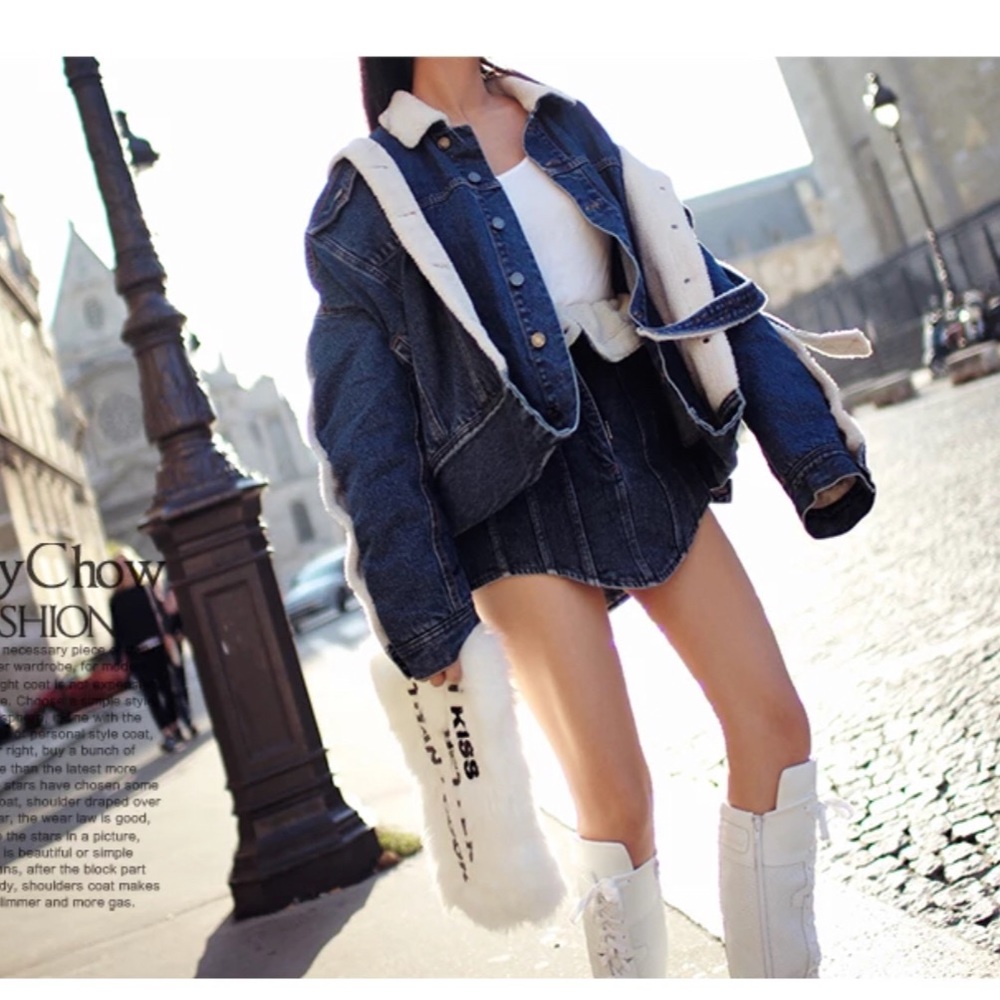 Denim puff coat and skirt TWO PIECES size S